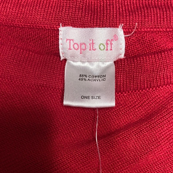 Red Poncho with Gold 'Merry' Embroidery - Picture 2 of 4